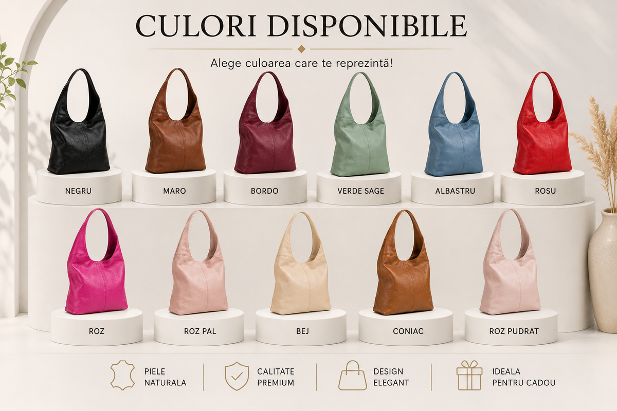 Geanta Dama din Piele Naturala cu 3 Compartimente - Eleganta, Incapatoare si Practica 34 x 17 x 34 cm