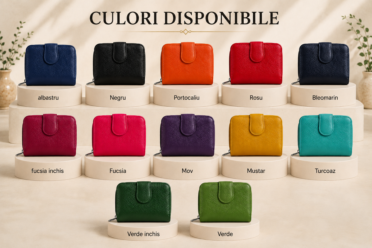 Portofel Mini Dama din Piele Naturala 13 x 3 x 9 cm – Mic, Elegant si Practic
