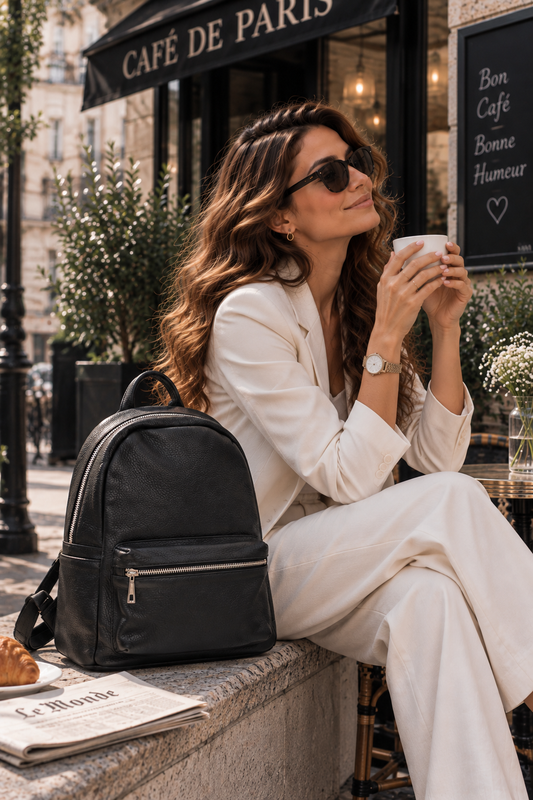 Rucsac Dama din Piele Naturala 31.5 x 20 x 35 cm – Spatios, 5 Buzunare si Bretele Reglabile