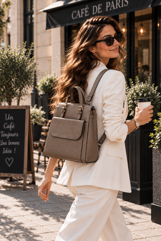 Rucsac Dama din Piele Naturala 28 x 12.5 x 30 cm – Spatios, 4 Buzunare si Barete Detasabile