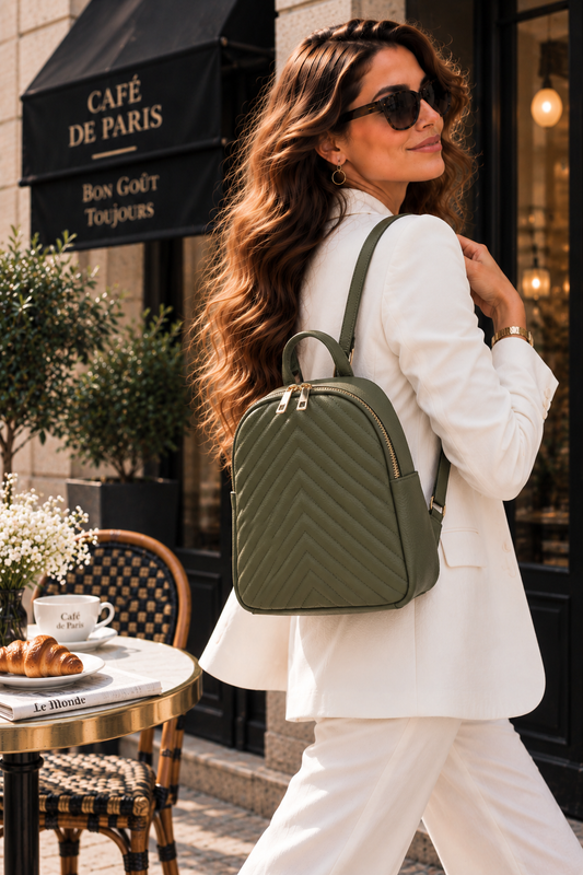 Rucsac Dama din Piele Naturala 24.5 x 12 x 28 cm – Compartimentat, Elegant si cu Bretele Reglabile